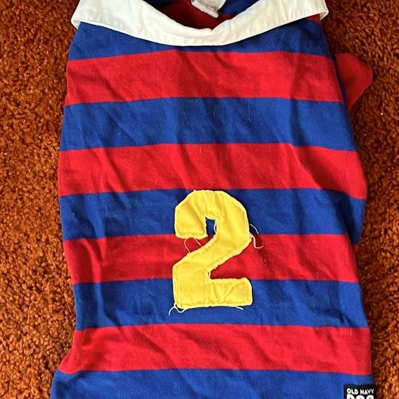 Old Navy dog large polo shirt red and blue stripe